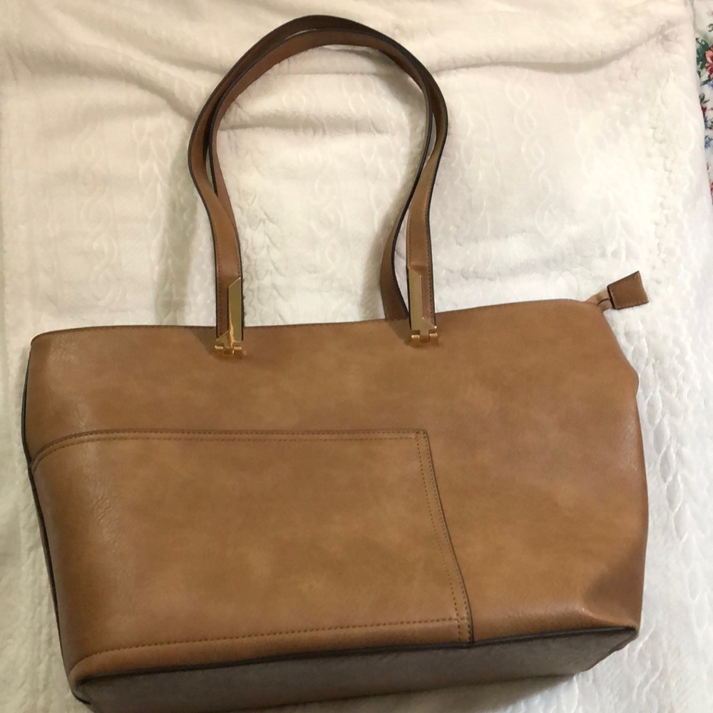Mathew + Julian Pocket Tote Bag Laptop Work Brown Bag Shoulder Bag Tote